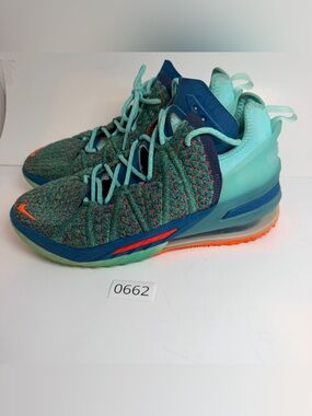 Nike Men's Teal and Orange High-Top Athletic Shoes